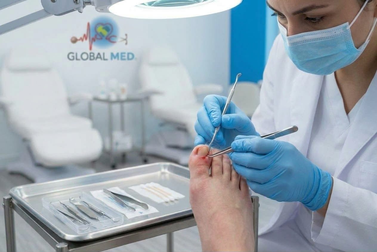 Ingrown toenail care without anesthesia