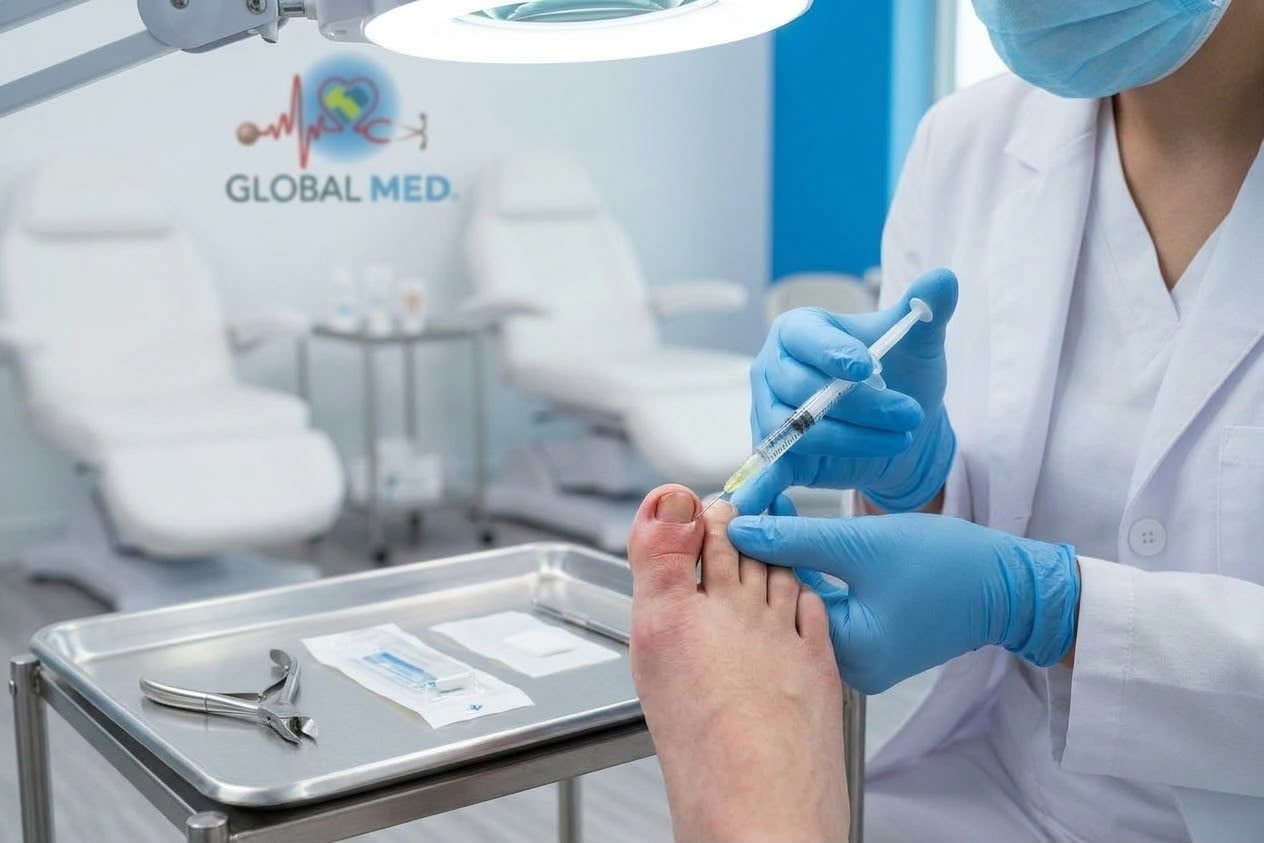 Ingrown toenail care with anesthesia